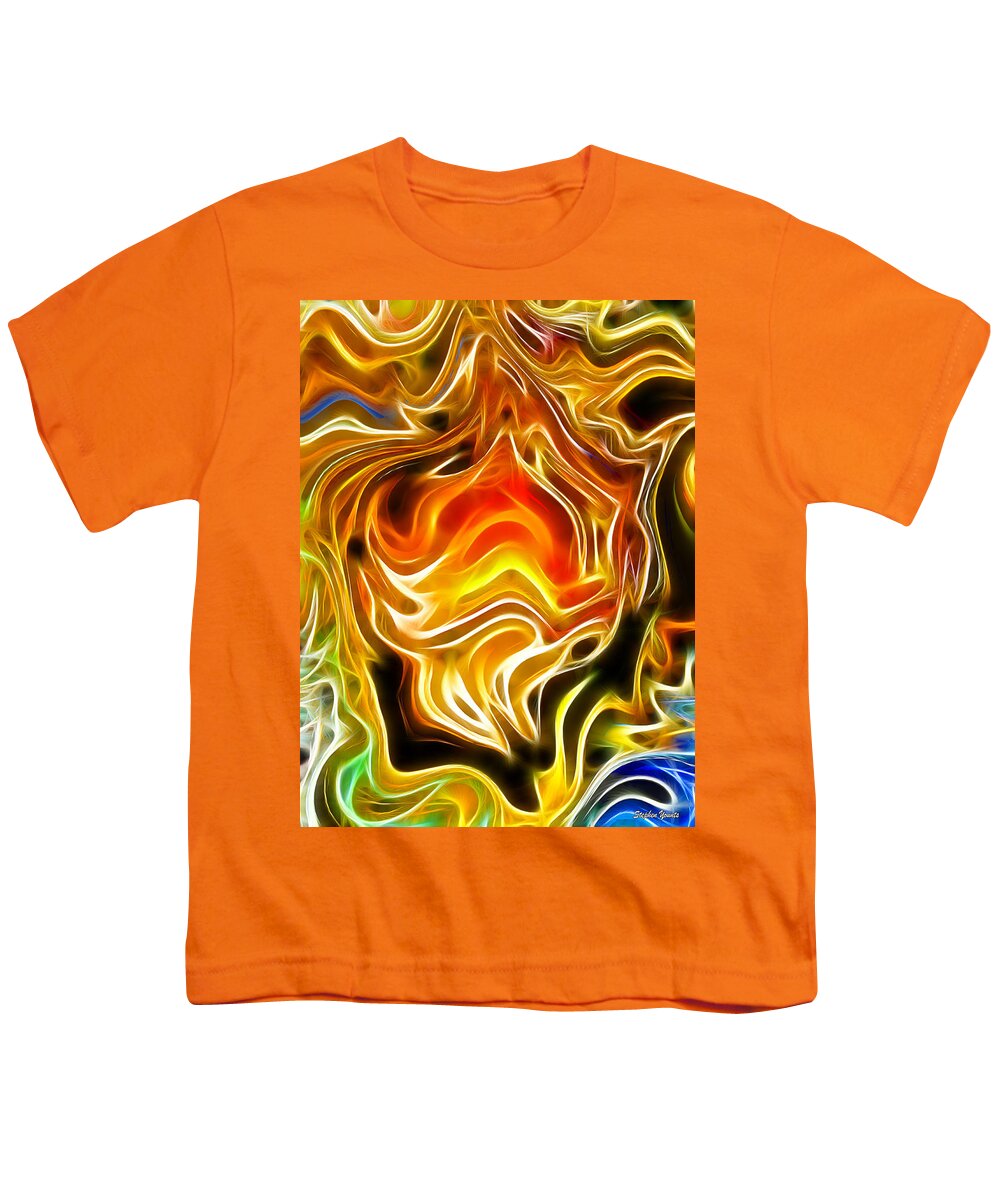 Fire Youth T-Shirt featuring the mixed media Fire Within by Stephen Younts
