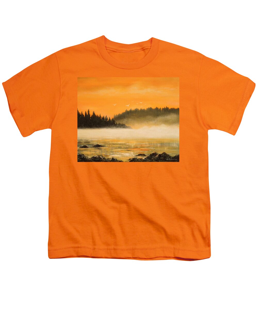 Sunset Youth T-Shirt featuring the painting Peace Is Golden by Gina De Gorna