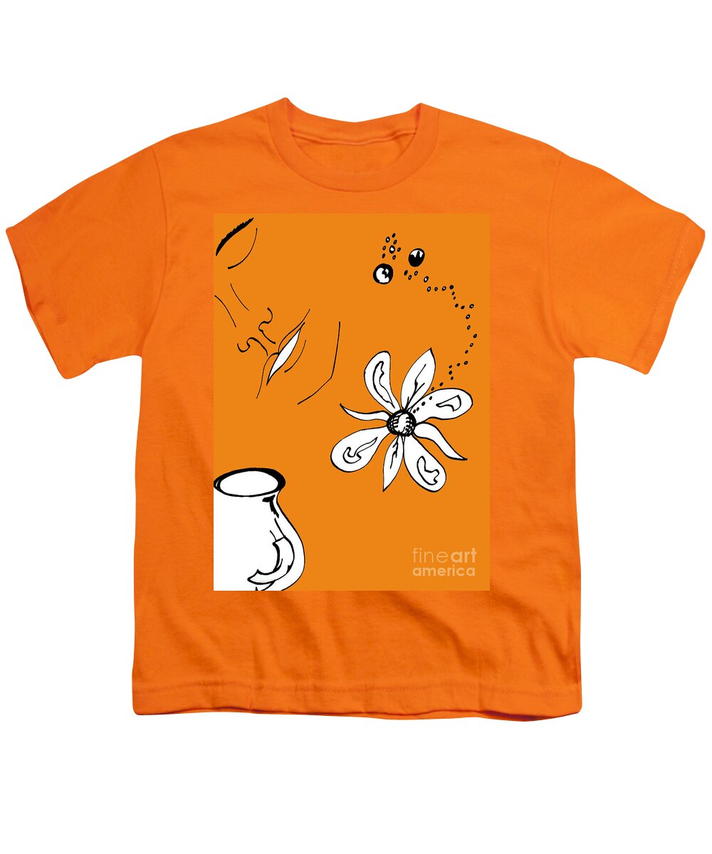 Contemplation Youth T-Shirt featuring the digital art Serenity in Orange by Mary Mikawoz