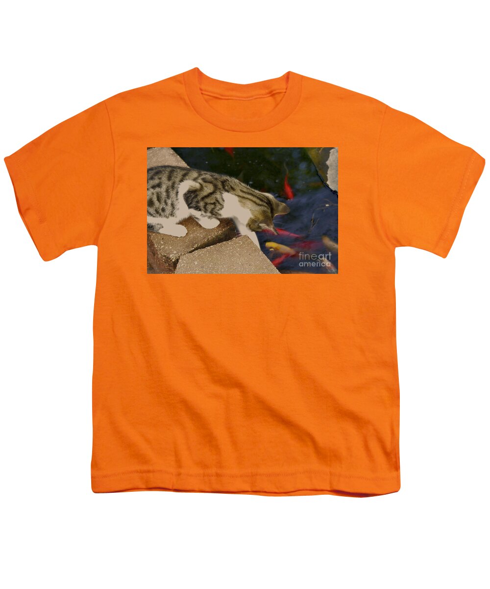 Animal Youth T-Shirt featuring the photograph Trying To Catch The Fish by Donna Brown