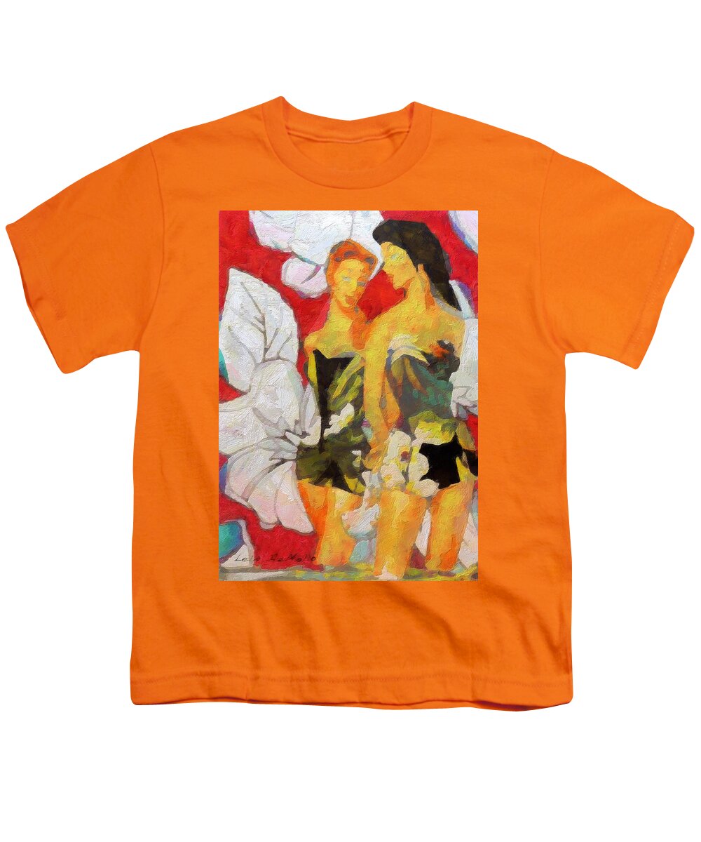 Women Youth T-Shirt featuring the painting Bathing Beauties No. 4 #1 by Lelia DeMello