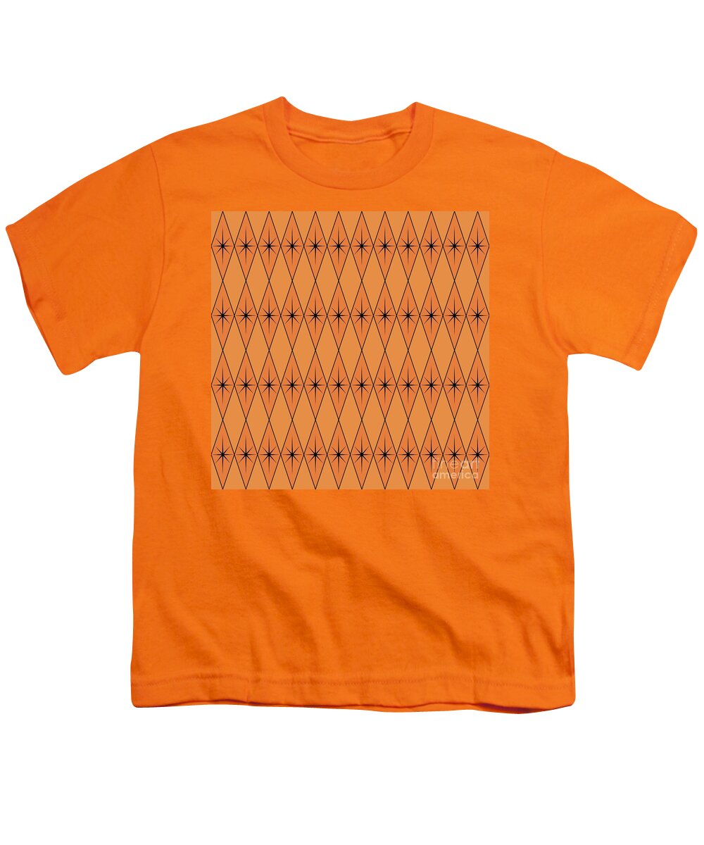 Diamonds Youth T-Shirt featuring the digital art Diamonds and Stars in Orange by Donna Mibus