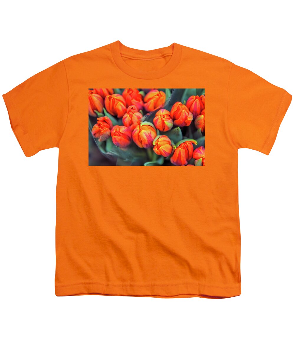 Jenny Raibow Fine Art Photography Youth T-Shirt featuring the photograph Dutch Orange Tulips #2 by Jenny Rainbow