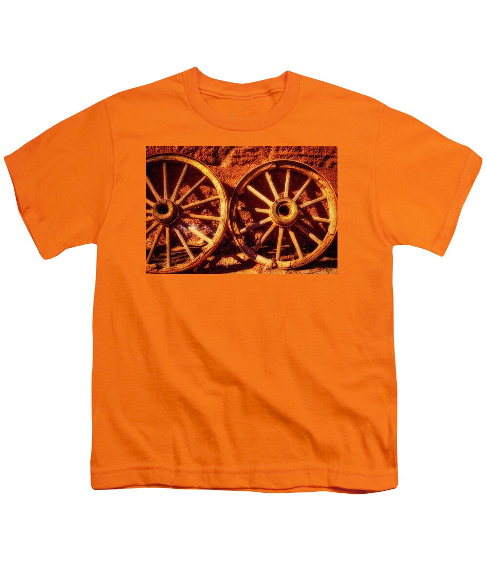 Broke Youth T-Shirt featuring the photograph Two Old Wagon Wheels #1 by Garry Gay