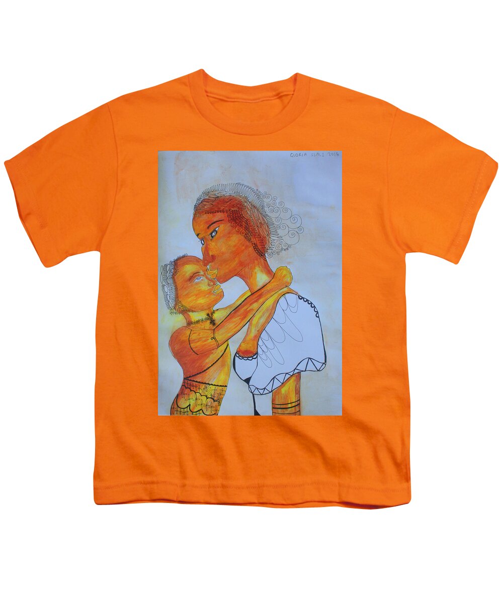 Jesus Youth T-Shirt featuring the painting Madonna and Child #15 by Gloria Ssali