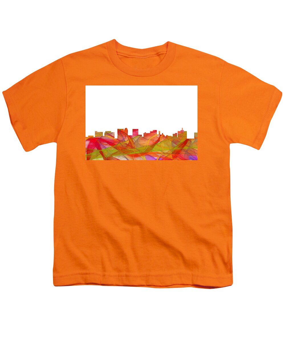 Topeka Kansas Skyline Youth T-Shirt featuring the digital art Topeka Kansas Skyline #8 by Marlene Watson