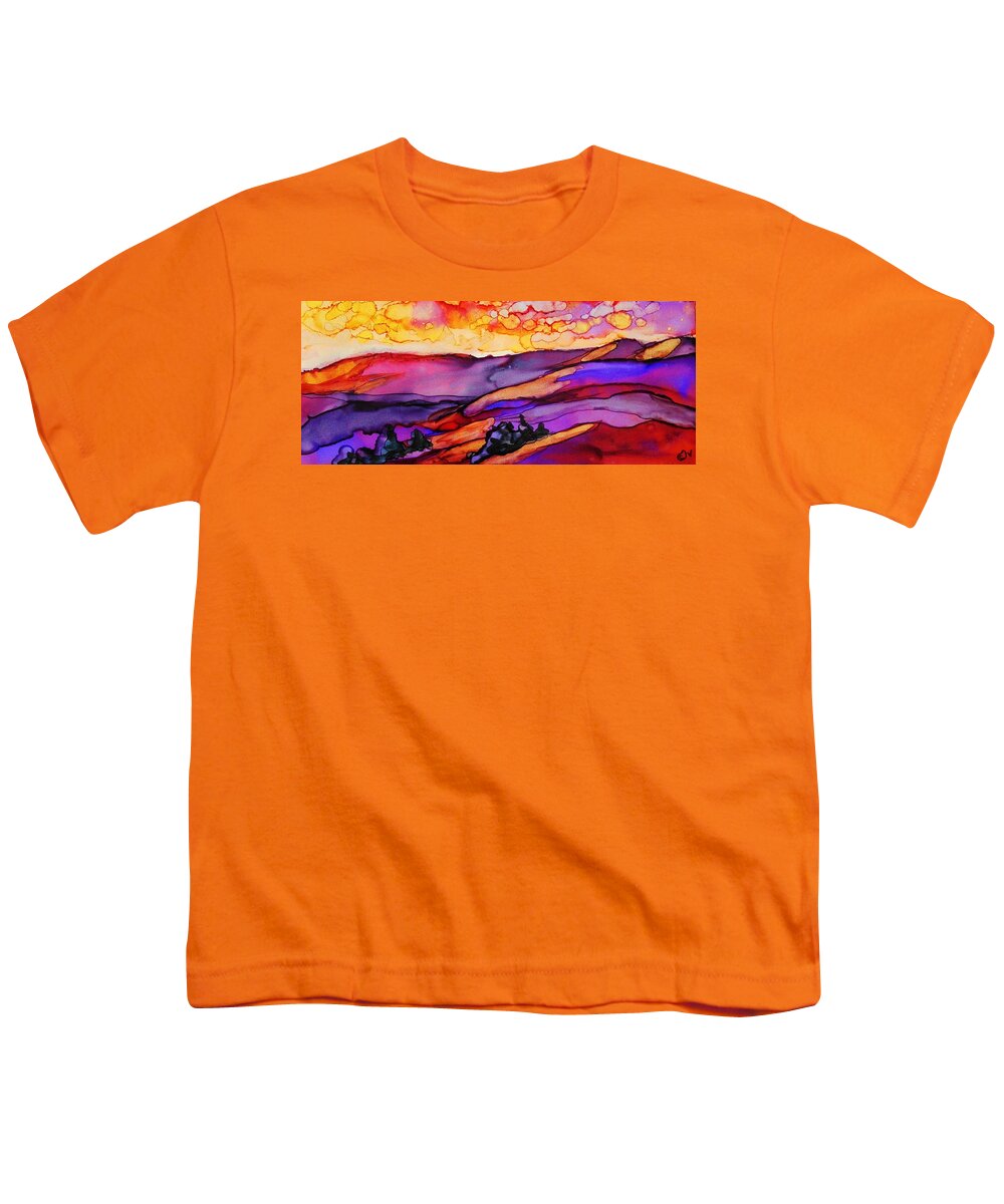 Alcohol Ink Youth T-Shirt featuring the painting All Aglow - A 203 by Catherine Van Der Woerd