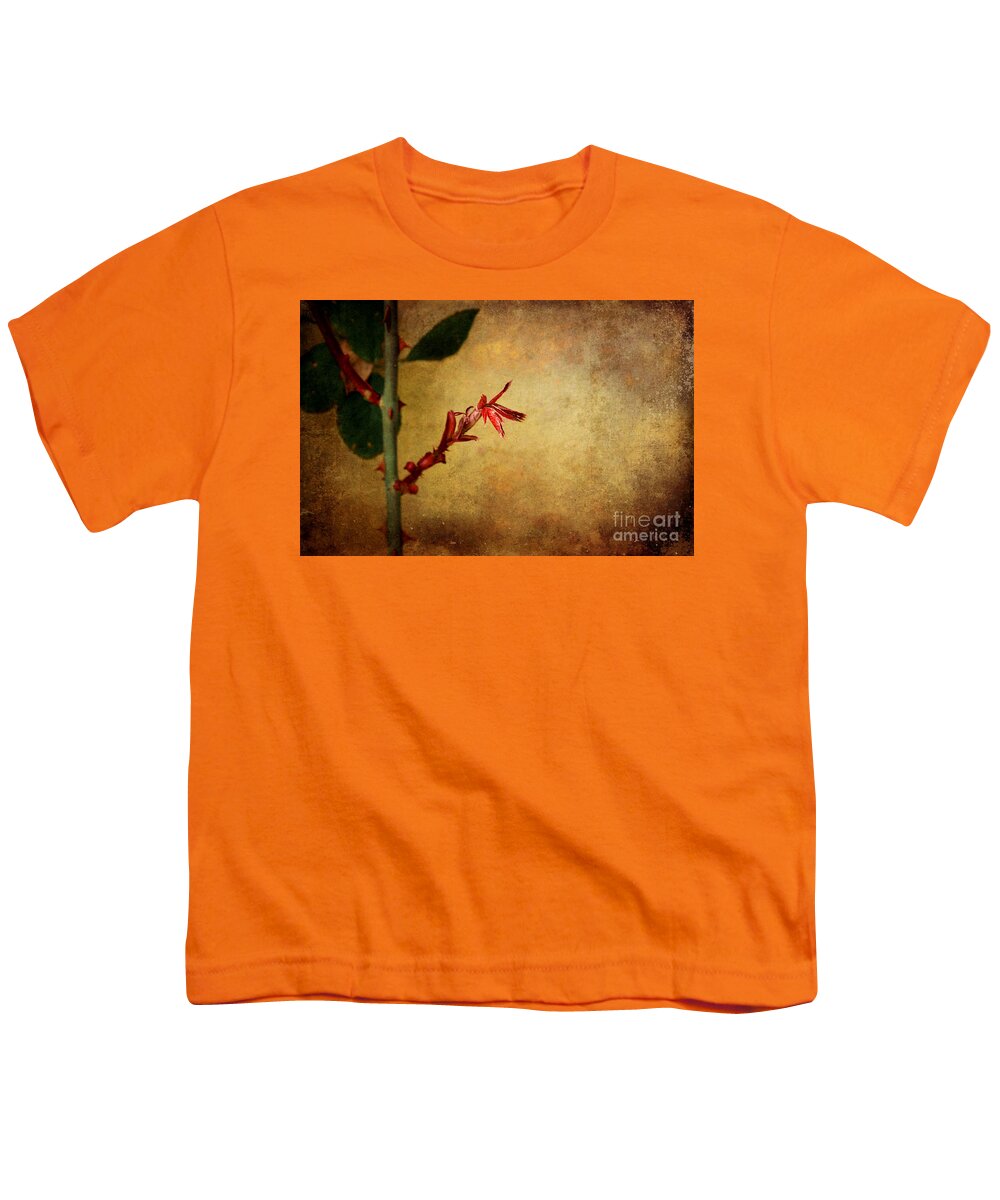 Digital Art Youth T-Shirt featuring the photograph Becomes the Rose by Ellen Cotton