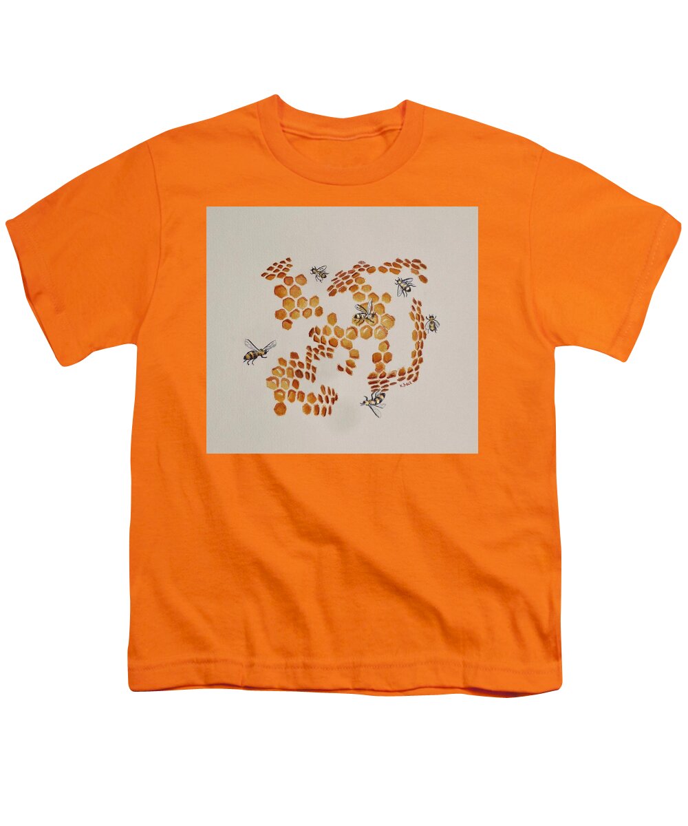 Bee Youth T-Shirt featuring the painting Bee Hive # 3 by Katherine Young-Beck