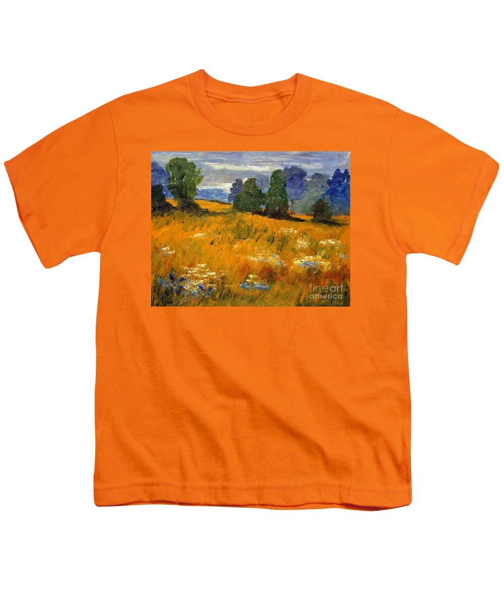 Paintings Youth T-Shirt featuring the painting Blue Cornflowers on the Meadow by Julie Lueders 