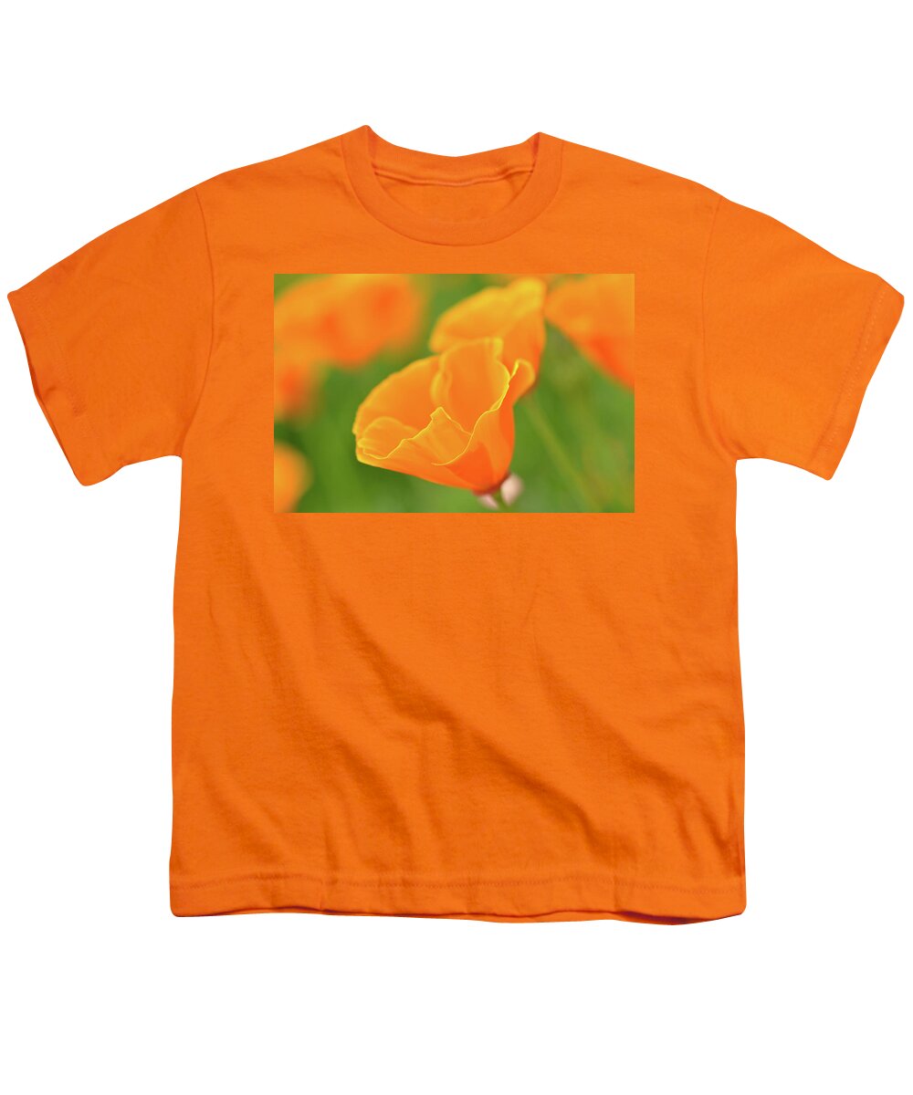 Flower Youth T-Shirt featuring the photograph California Spring Poppy Macro Close Up by Brandon Bourdages