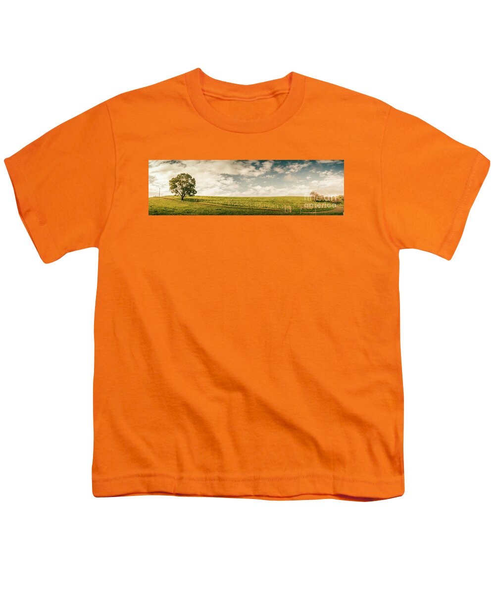 Countryside Youth T-Shirt featuring the photograph Camena Tasmania country panorama by Jorgo Photography