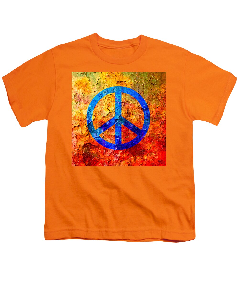 Peace Sign Youth T-Shirt featuring the mixed media Cracked Peace by Ally White