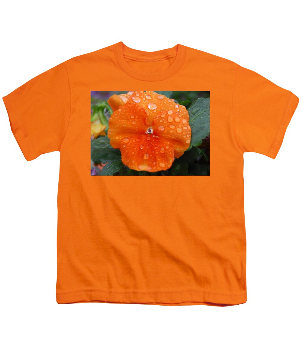 Flower Youth T-Shirt featuring the photograph Dewy Pansy 1 by Amy Fose