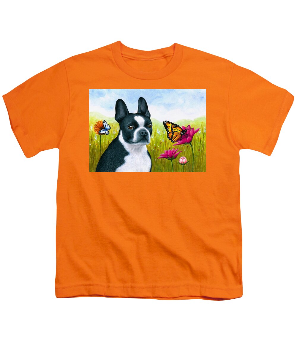 Dog Youth T-Shirt featuring the painting Dog 134 by Lucie Dumas
