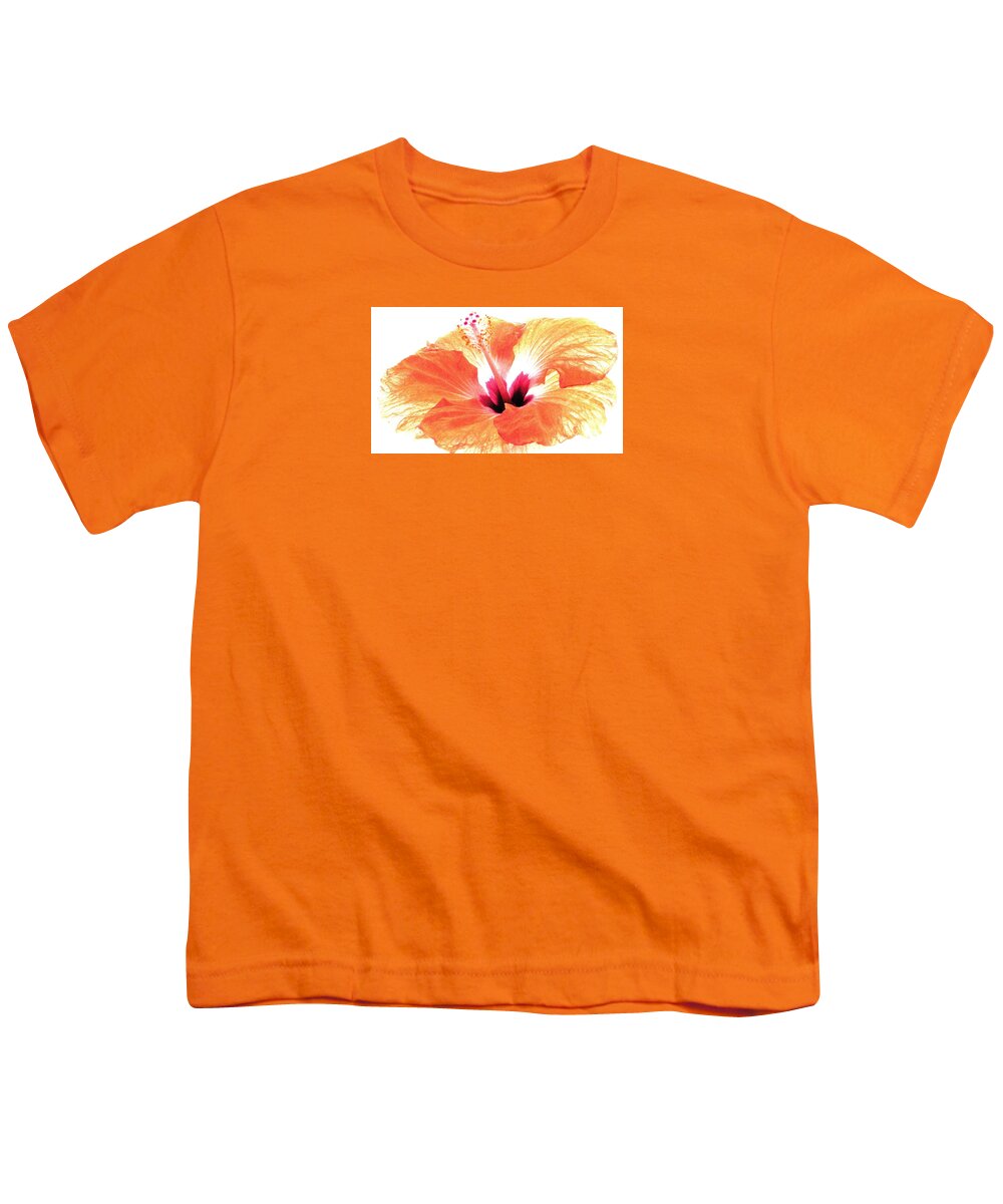 Orange Hibiscus Youth T-Shirt featuring the photograph Enlightened by Angela Davies