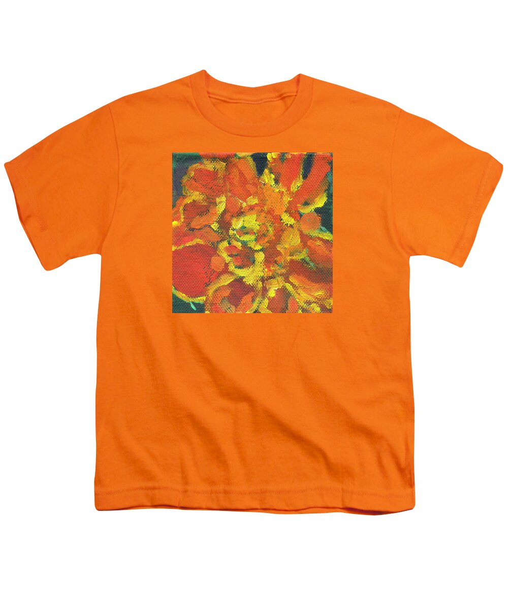  Youth T-Shirt featuring the painting Flowers Marigold by Kathleen Barnes