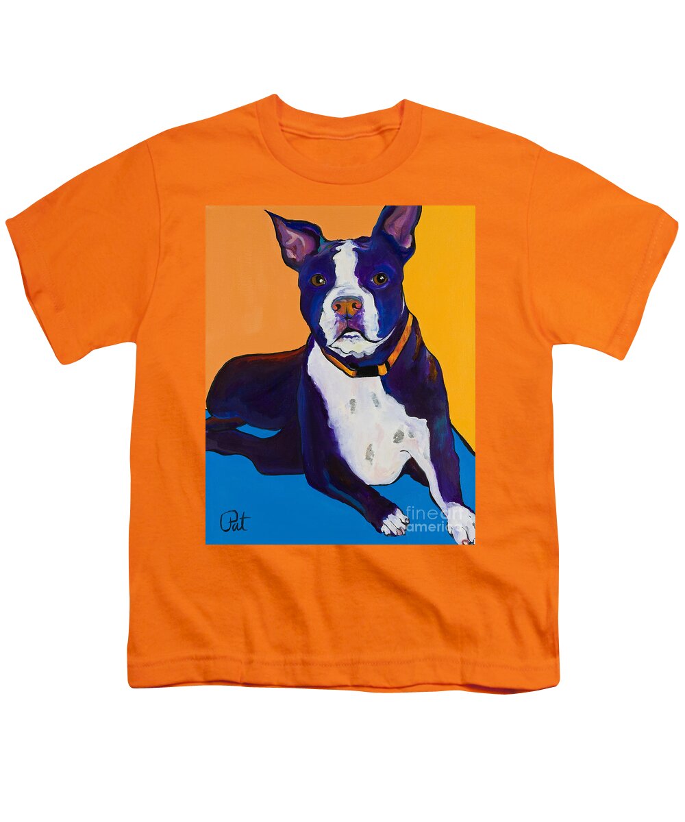 Boston Terrier Youth T-Shirt featuring the painting Georgie by Pat Saunders-White