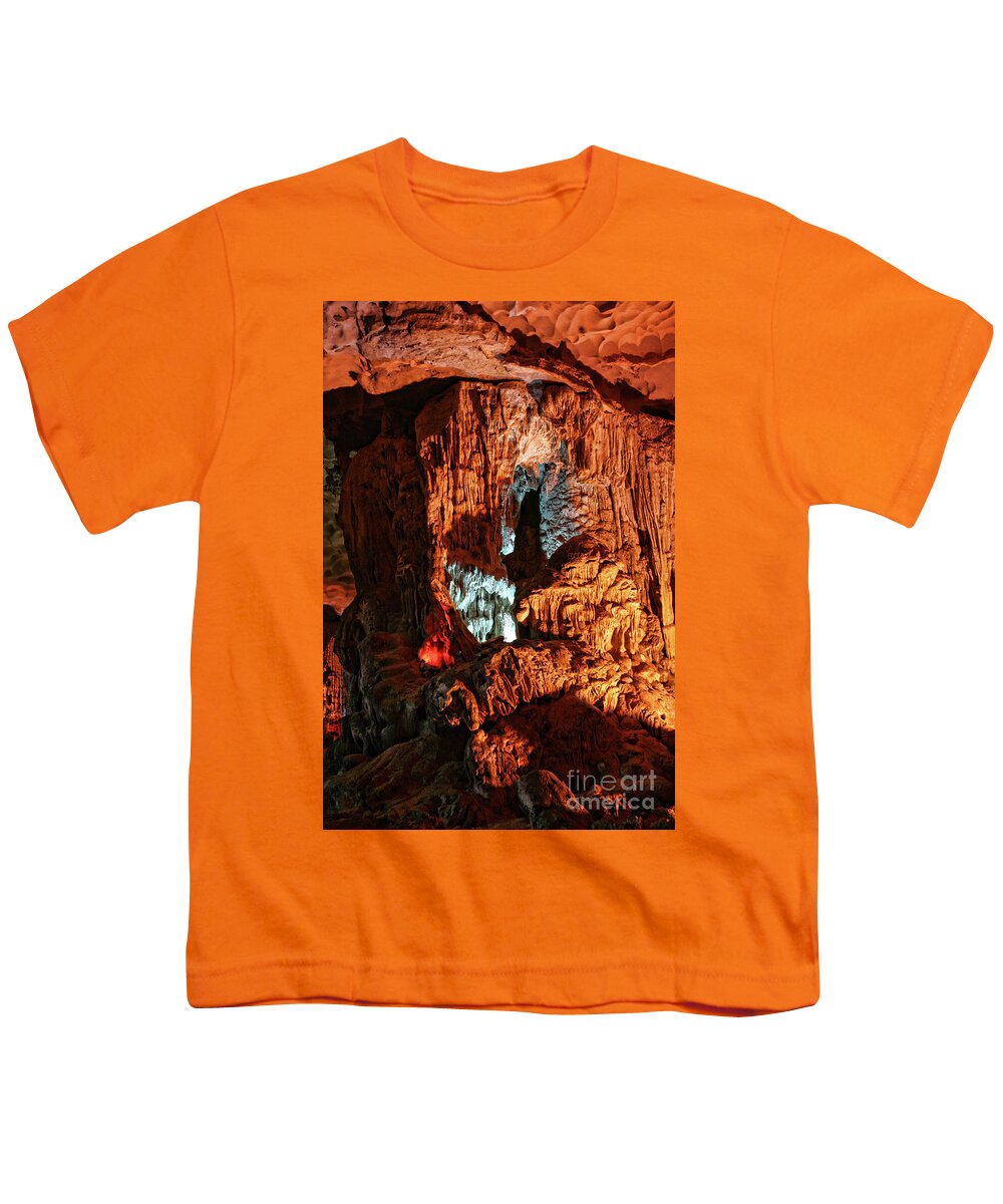 Hang Sung Sot Limestone Cave Youth T-Shirt featuring the photograph Ha Long Bay Cave I by Chuck Kuhn