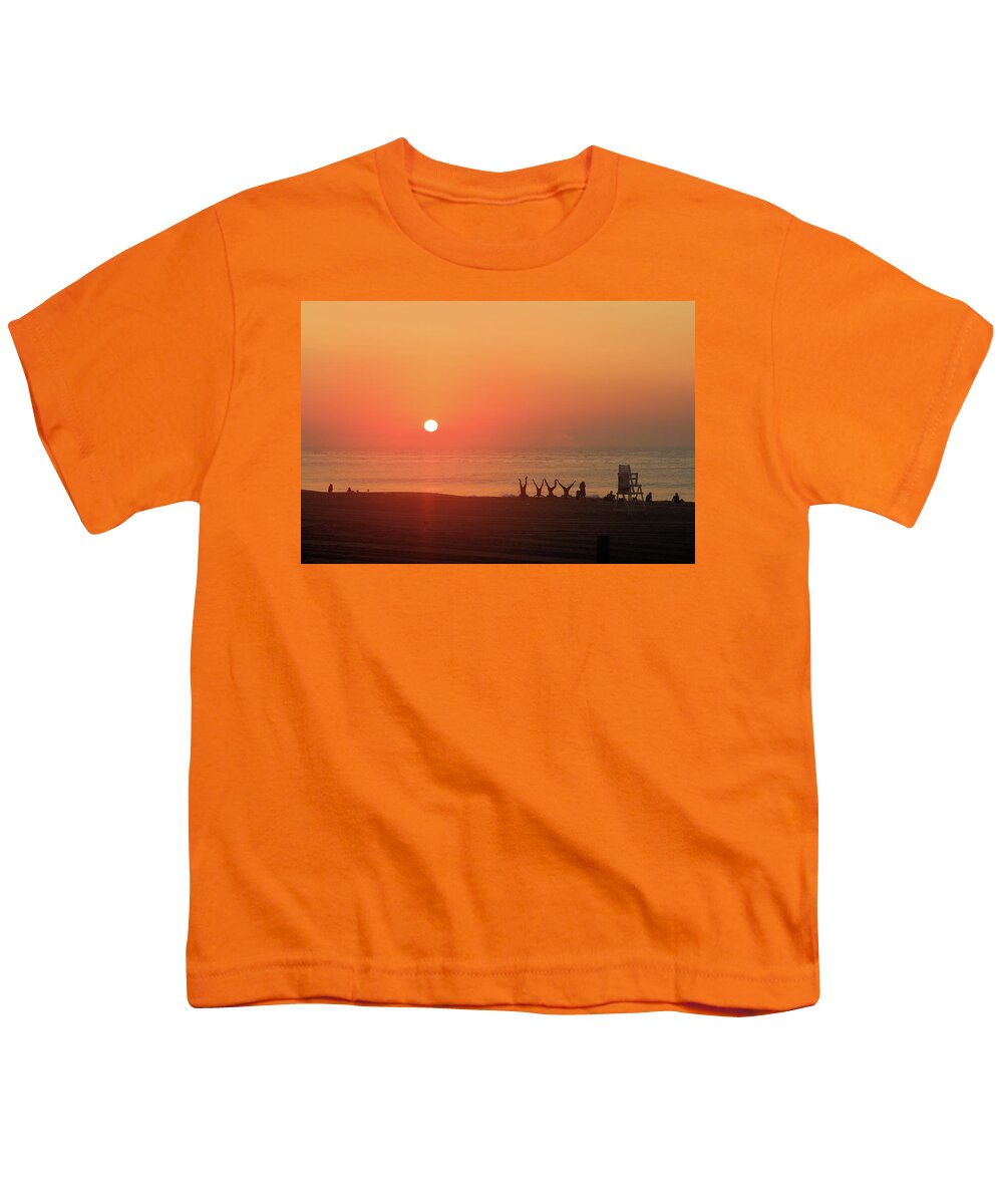Sun Youth T-Shirt featuring the photograph Headstand Fun At Sunrise by Robert Banach