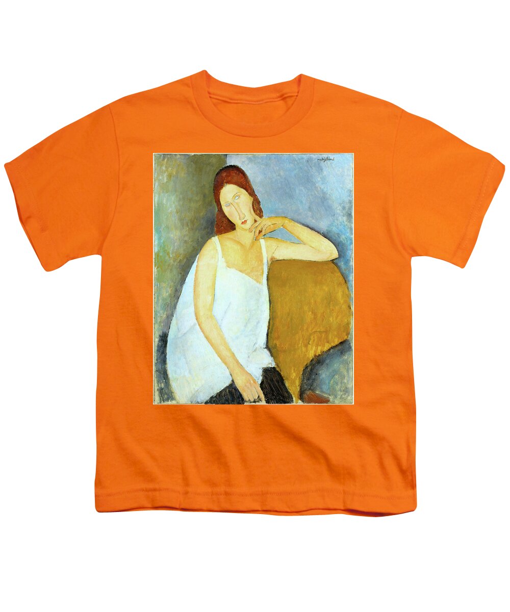 Jeanne Hebuterne Youth T-Shirt featuring the painting Jeanne Hebuterne Amedeo Modigliani 1919 by Movie Poster Prints
