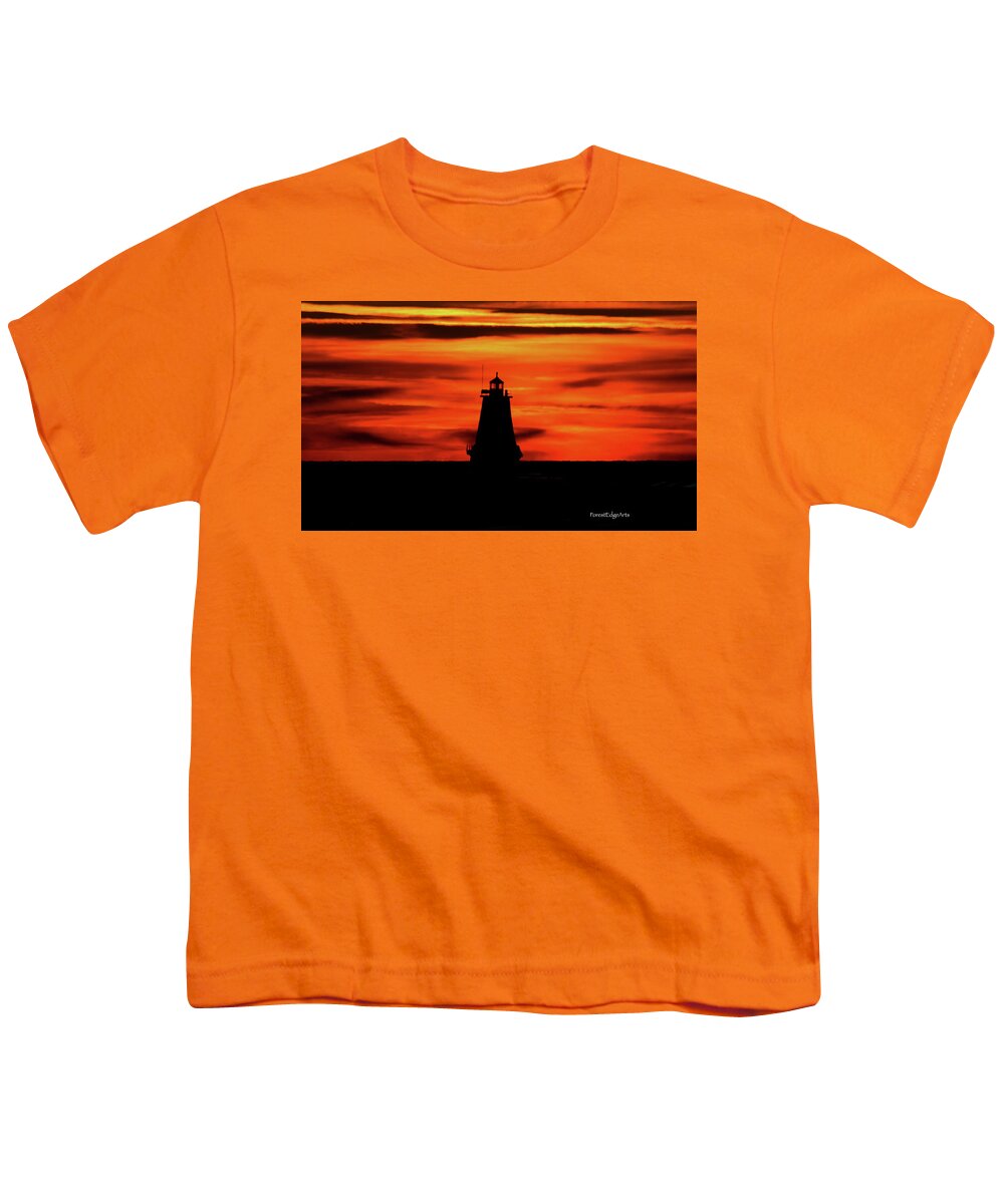 Sunset Youth T-Shirt featuring the photograph Ludington Lighthouse Sunset by Dick Bourgault