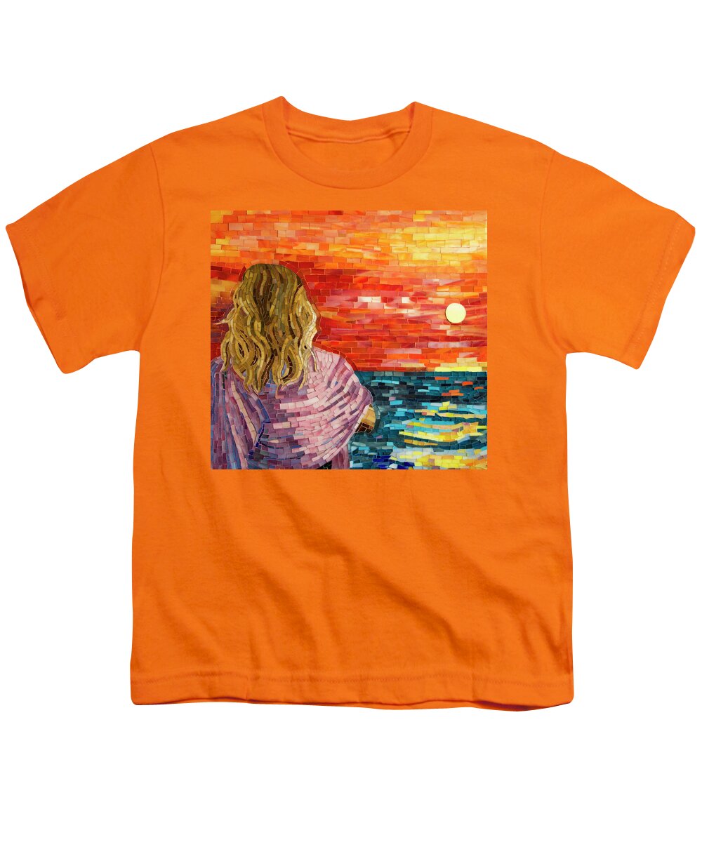 Mediterranean Youth T-Shirt featuring the mixed media Mediterranean Sunset detail by Adriana Zoon
