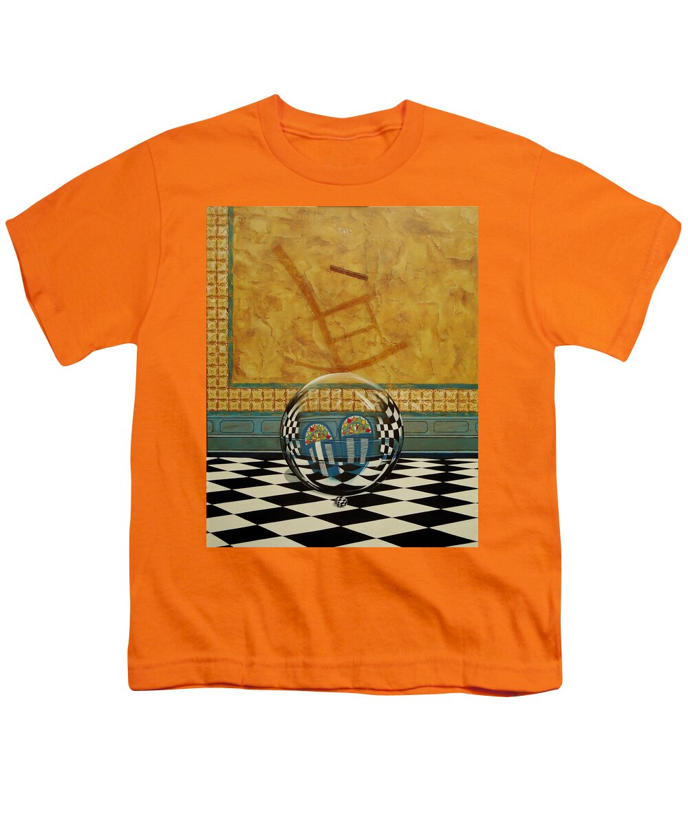 Spheres Youth T-Shirt featuring the painting Mesiendonos Eternamente -Diptych left side- by Roger Calle