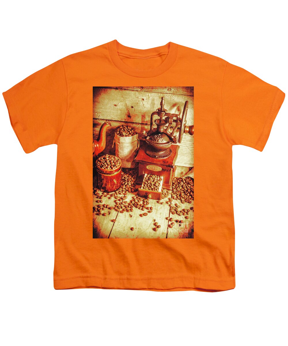 Restaurant Youth T-Shirt featuring the photograph Old bean mill decor. Kitchen art by Jorgo Photography