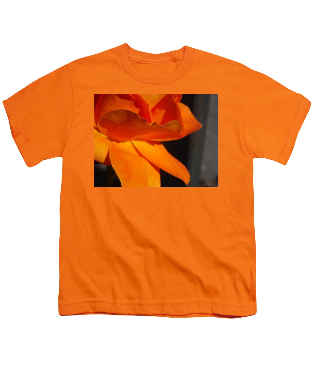 Orange Rose Youth T-Shirt featuring the mixed media Orange Delight by Richard Laeton