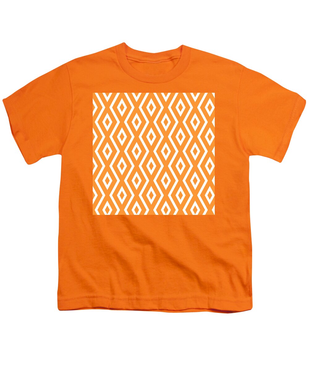 Orange Youth T-Shirt featuring the mixed media Orange Diamond Pattern by Christina Rollo