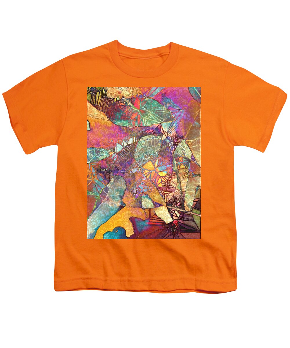 Abstract Vivid Colors Youth T-Shirt featuring the digital art Polynesian Dance by Pamela Smale Williams