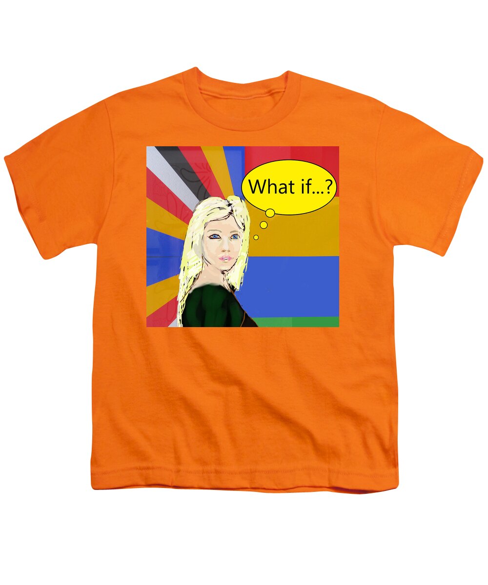 Popart Youth T-Shirt featuring the digital art Popart portrait what if..? by Tom Conway