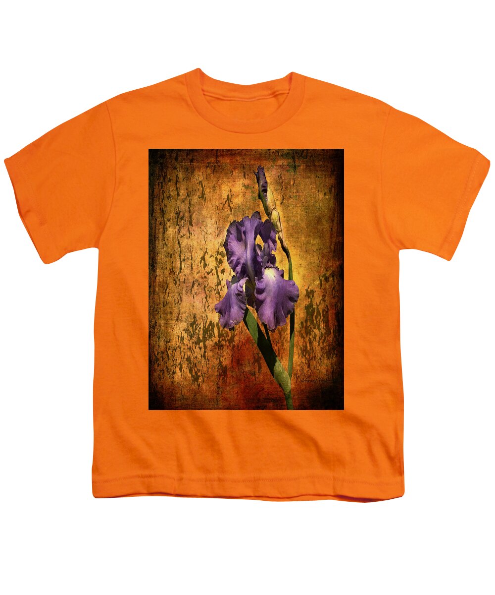 Purple Iris At Sunset Youth T-Shirt featuring the photograph Purple Iris At Sunset by Bellesouth Studio