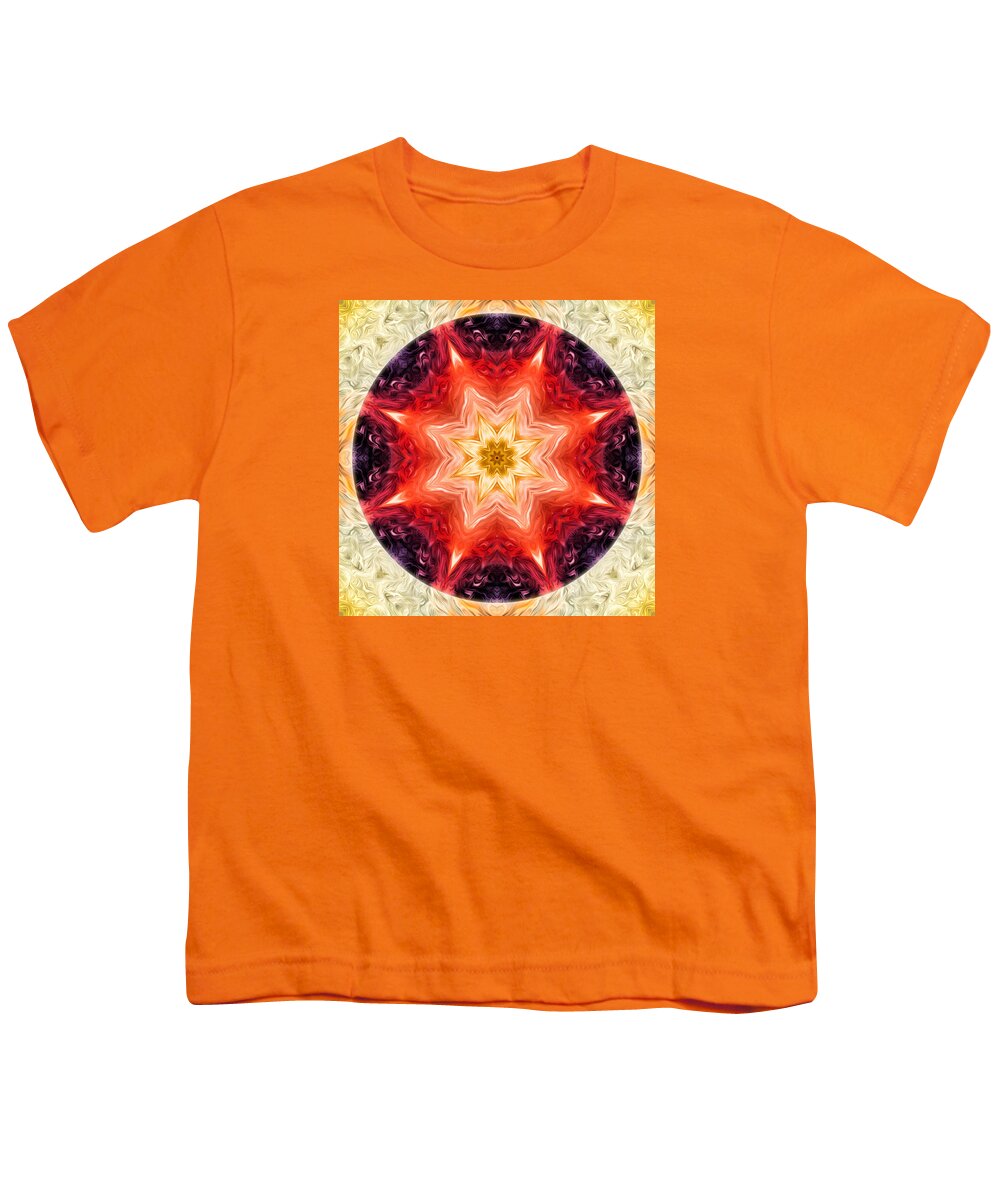 Mandala Youth T-Shirt featuring the digital art Rainbow Burst Mandala by Beth Venner