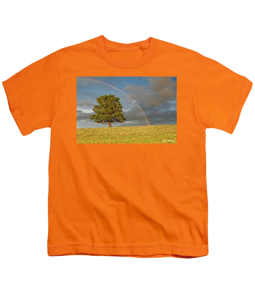 Arizona Youth T-Shirt featuring the photograph Rainbow Over a Lone Tree by Jeff Goulden