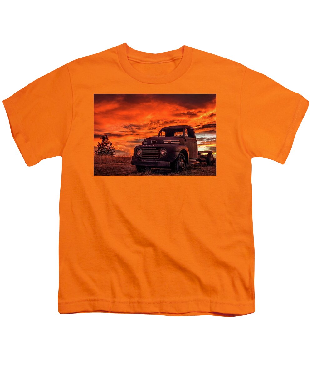 1948 Youth T-Shirt featuring the photograph Rusty Truck Sunset by Dawn Key
