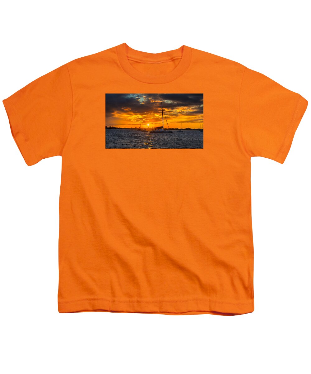 Sunset Youth T-Shirt featuring the photograph Sailor Sunset by Kevin Cable