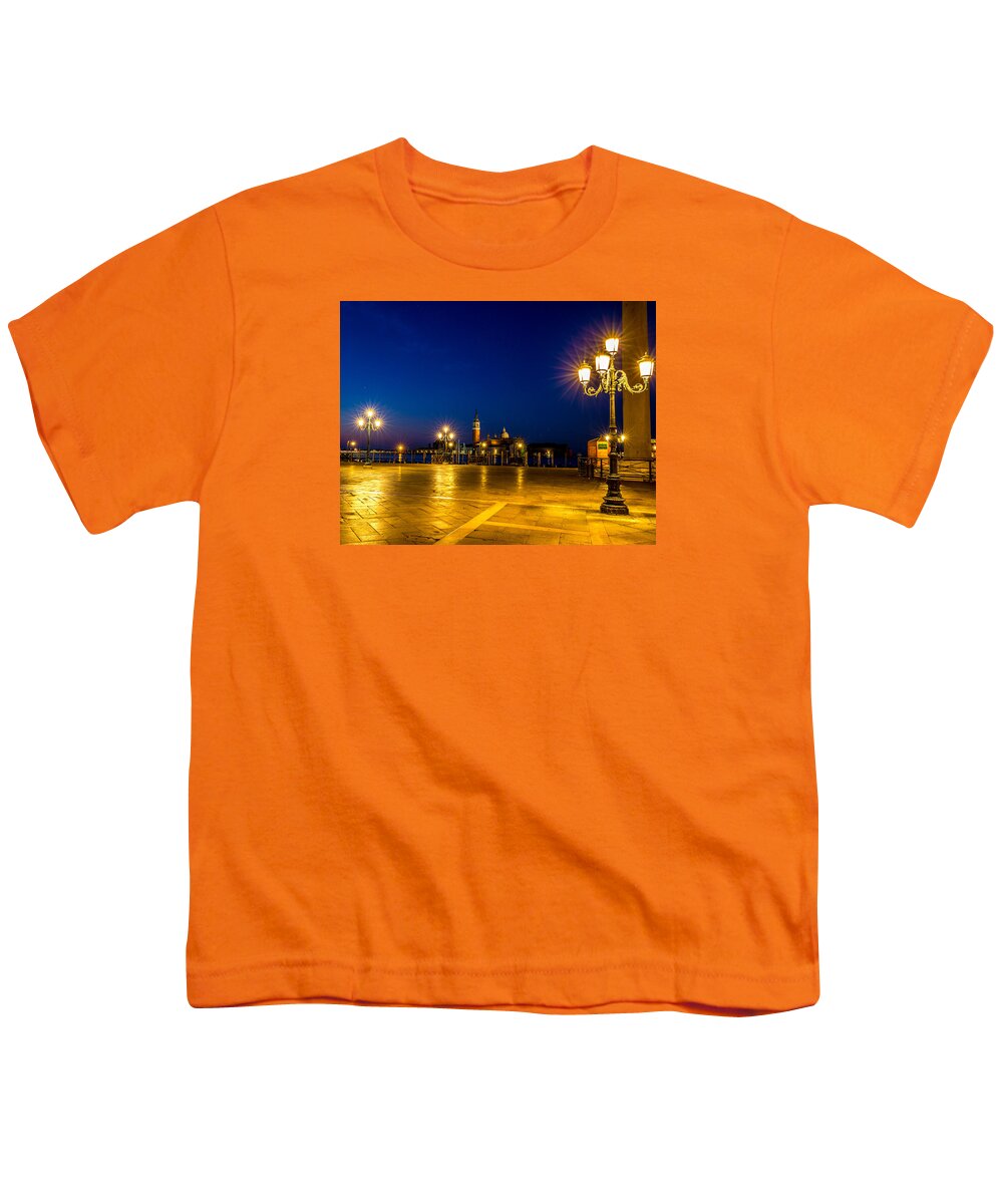 Sunrise Youth T-Shirt featuring the photograph San Marco Square in Venice at Sunrise by Lev Kaytsner