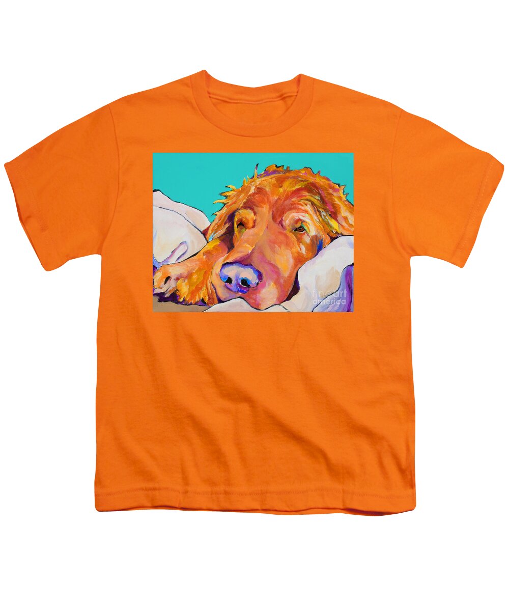Dog Poortraits Youth T-Shirt featuring the painting Snoozer King by Pat Saunders-White