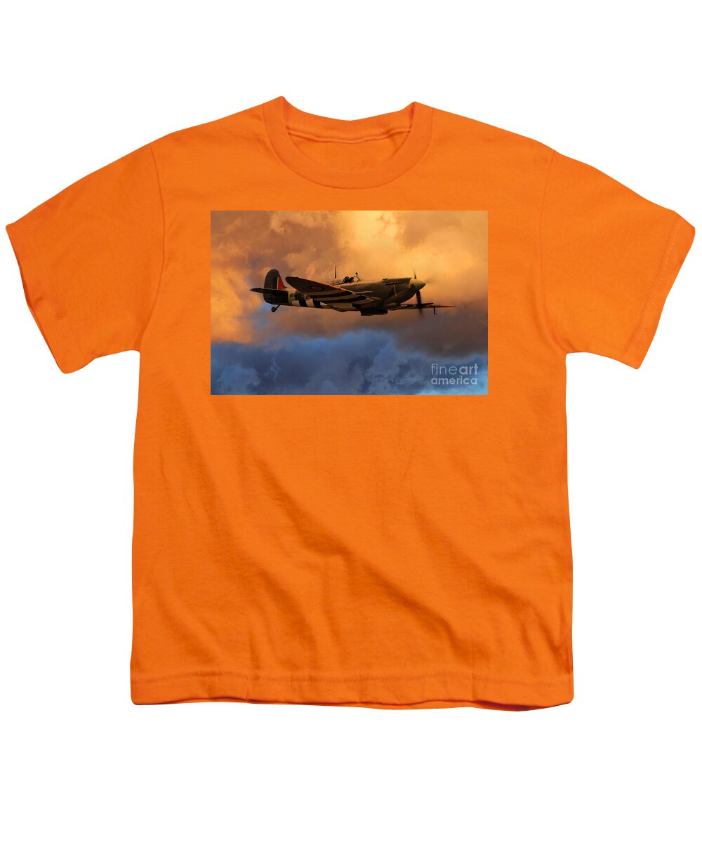 Supermarine Youth T-Shirt featuring the digital art Spitfire Beauty by Airpower Art