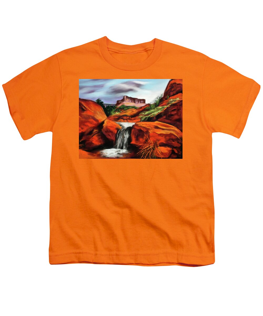 Landscape Youth T-Shirt featuring the painting Spring Run Off by Sandi Snead