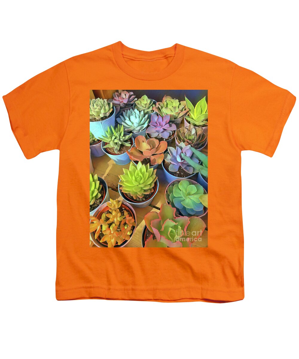 Succulents Youth T-Shirt featuring the digital art Succulants by Jackie MacNair