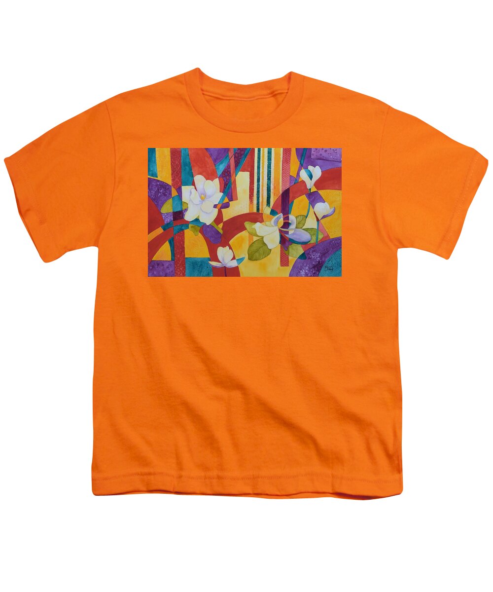 Magnolias Youth T-Shirt featuring the painting Summer Magnolias by Nancy Jolley