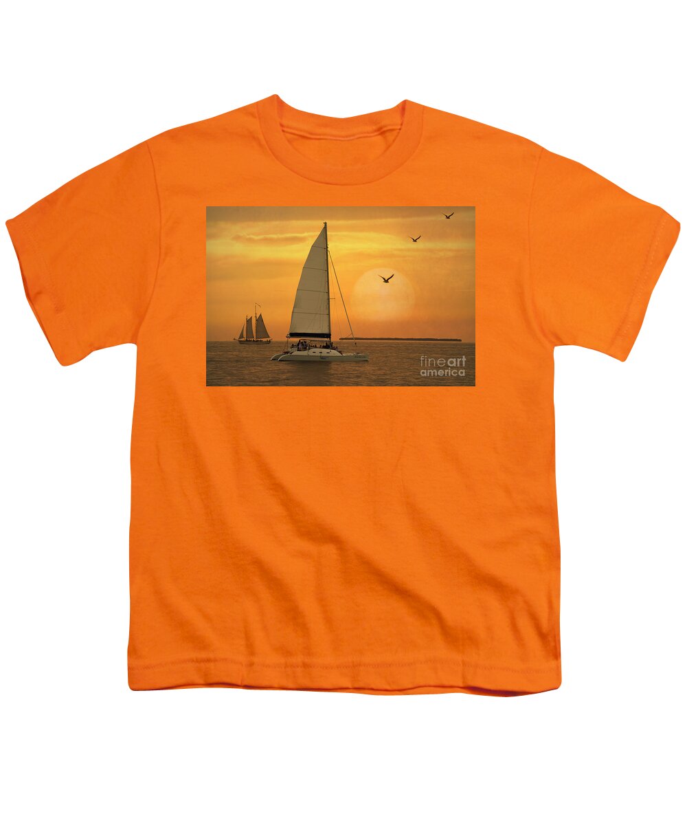 Activity Youth T-Shirt featuring the photograph Sunset Sail by Juli Scalzi