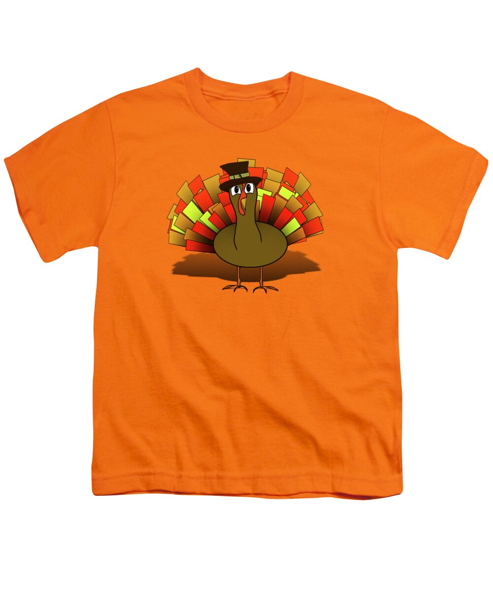 Turkey Youth T-Shirt featuring the digital art Thanksgiving Turkey Pilgrim by Gravityx9  Designs