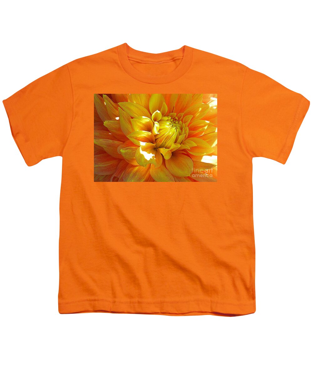 Flower Youth T-Shirt featuring the photograph The Heart of a Dahlia by Joyce Creswell