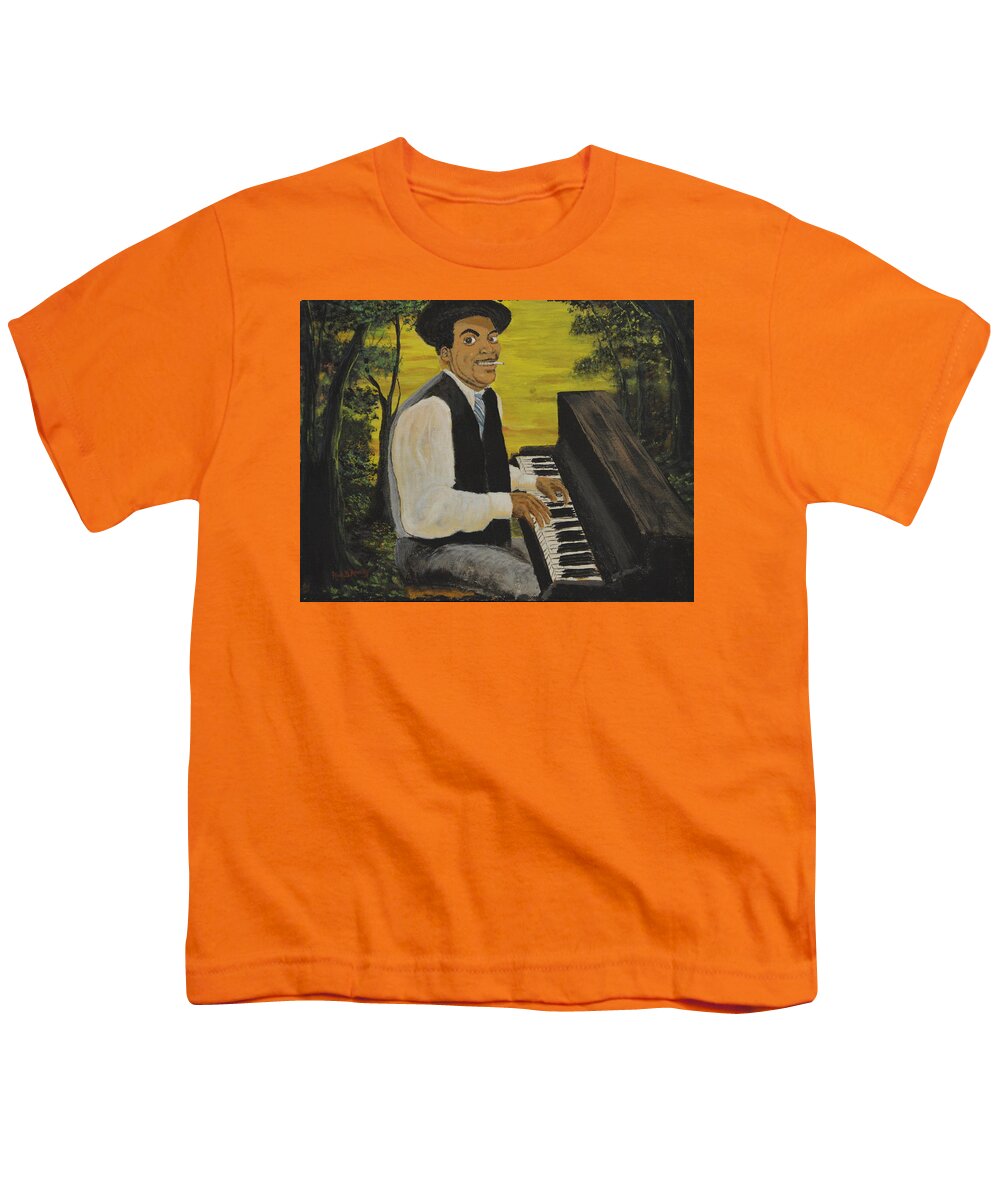 Fats Waller Youth T-Shirt featuring the painting Thomas Fats Waller by Rod B Rainey