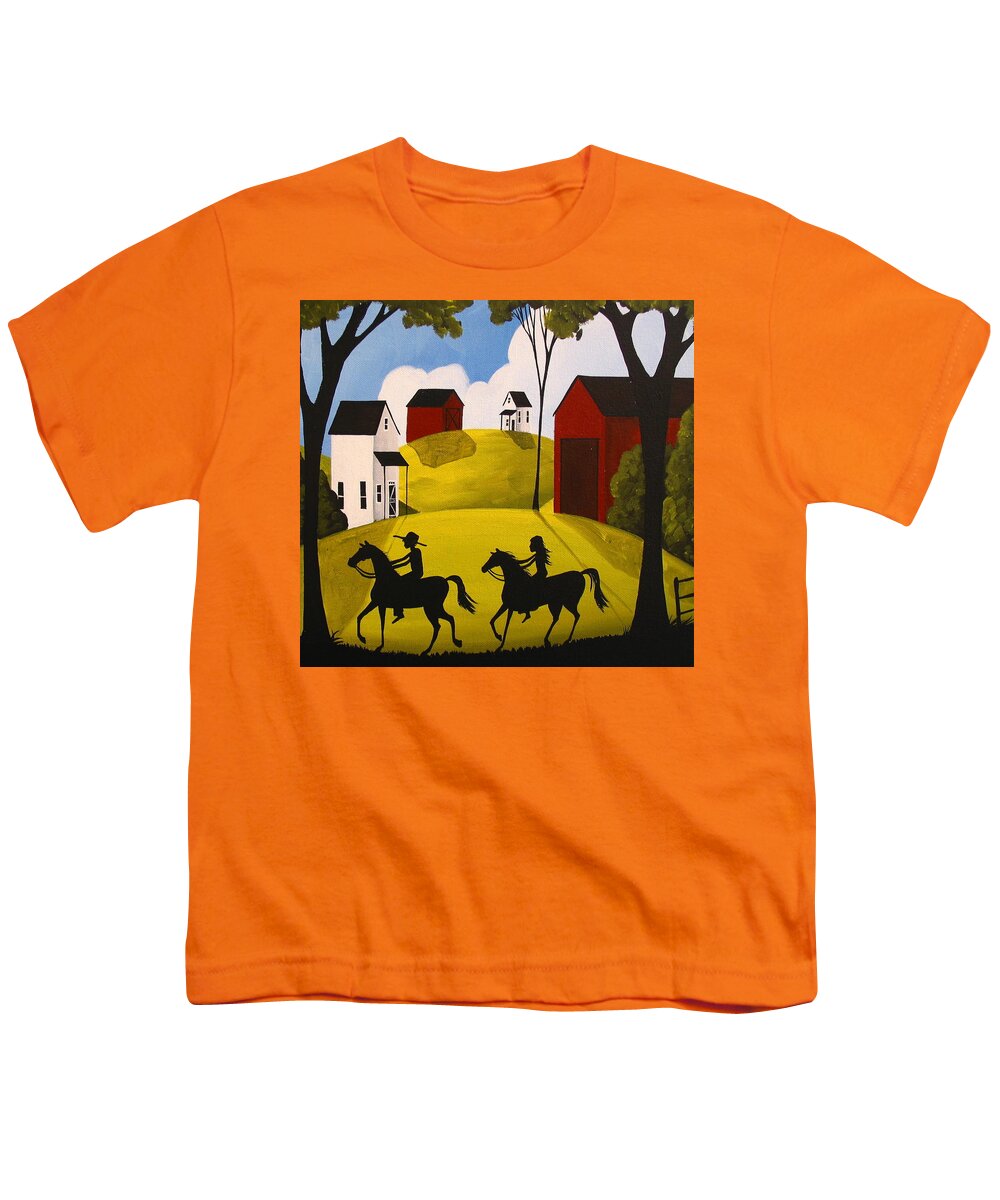Art Youth T-Shirt featuring the painting Through The Woods by Debbie Criswell