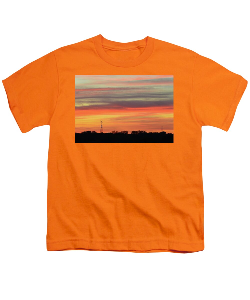 Abstract Youth T-Shirt featuring the photograph Two Towers At Sunset by Lyle Crump